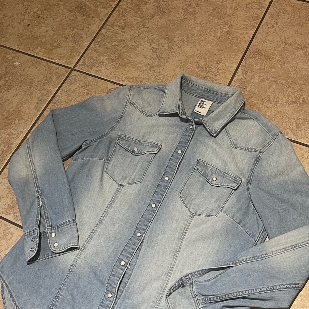 H&M Light Blue Denim Top